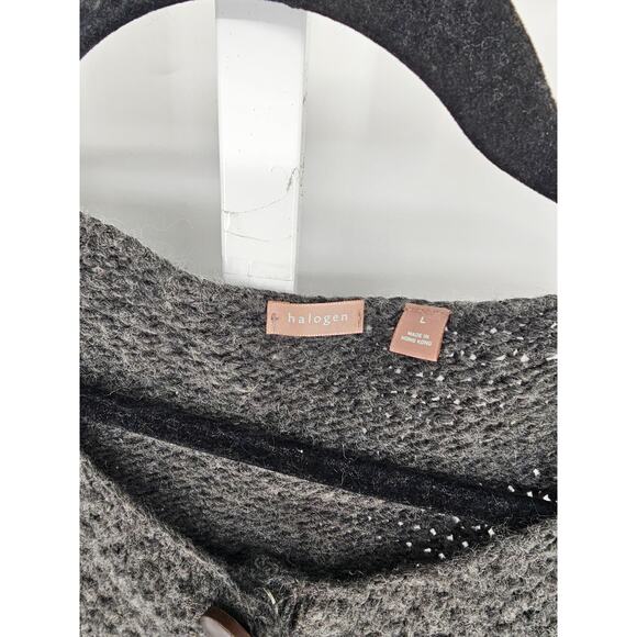 Halogen Women's Gray V-neck 3/4 Sleeve Casual Button Down Cardigan Size L - Picture 3 of 6